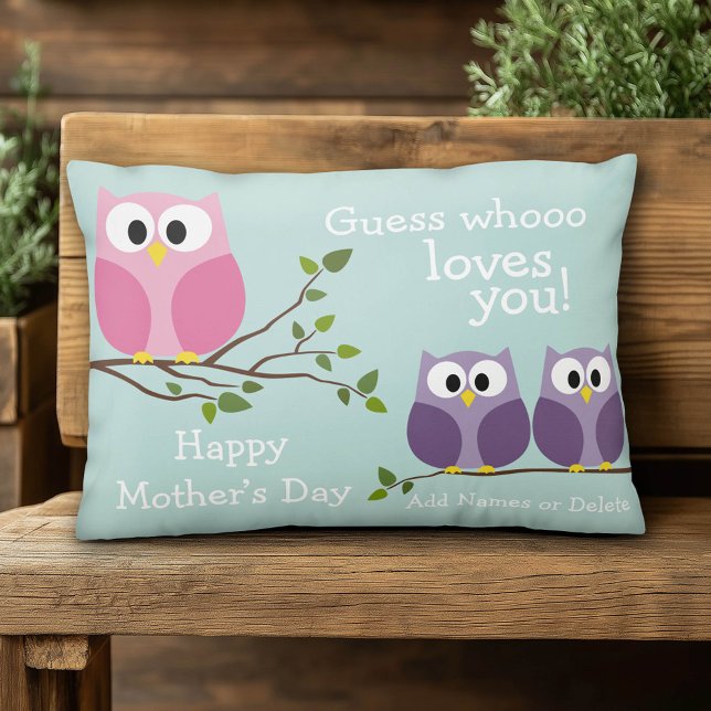 Mothers Day - Cute Owls Decorative Cushion (Custom Mother's Day Pillow)