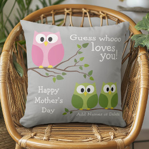 Mothers Day - Cute Owls - Whooo loves you Cushion