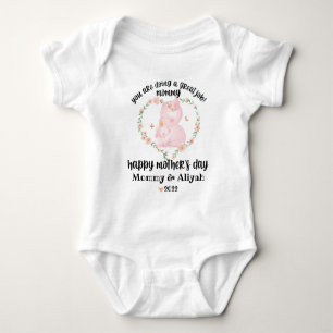 Mother's Day Cute Personalised Pink Floral Pigs Baby Bodysuit