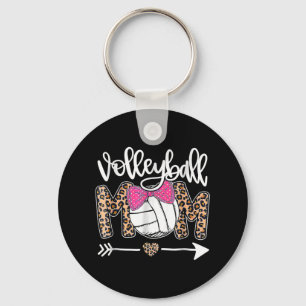 Mother's Day Cute Volleyball Mum Leopard Fun Ball  Key Ring