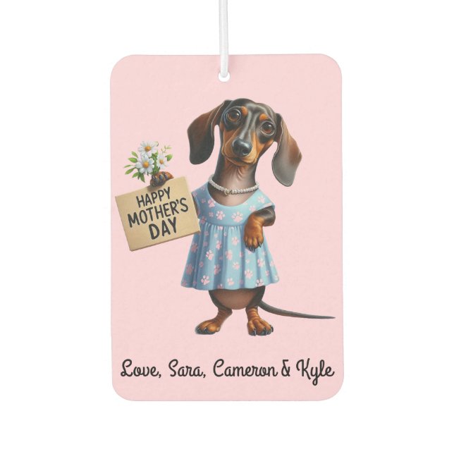 Mother's Day Dachshund Car Air Freshener (Front)