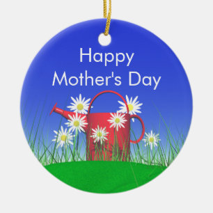 Mothers Day Daisies and Watering Can Ceramic Tree Decoration