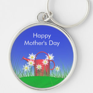 Mothers Day Daisies and Watering Can Key Ring