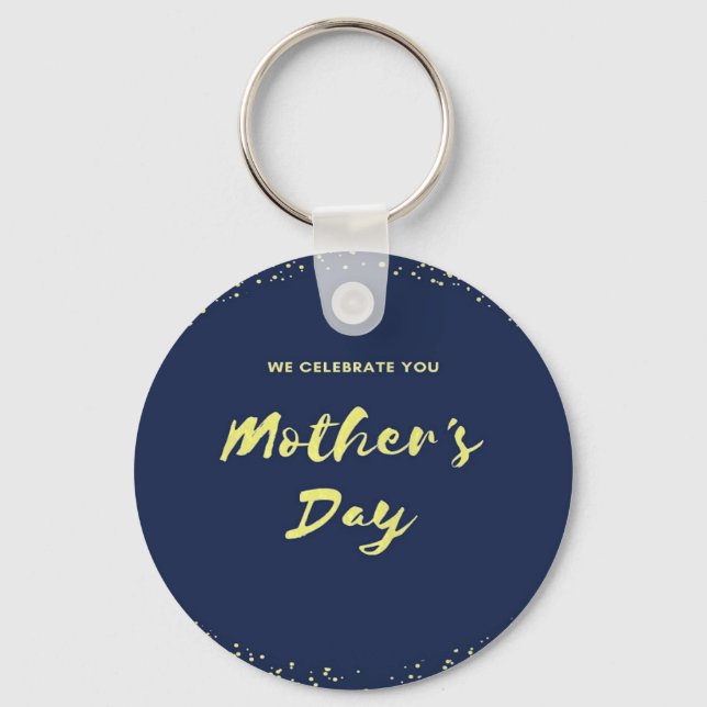 Mother's day dark blue print key ring (Front)