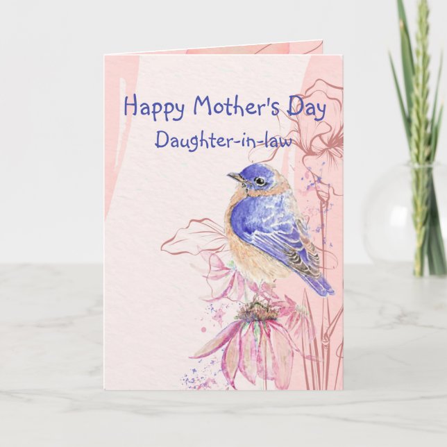 Mother's Day Daughter-in-law Bluebird Garden Bird Card (Front)