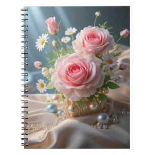 Mothers day Delicate pink roses and white daisies Notebook