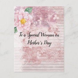 Mother's Day Distressed Vintage Pink Green Flowers Postcard