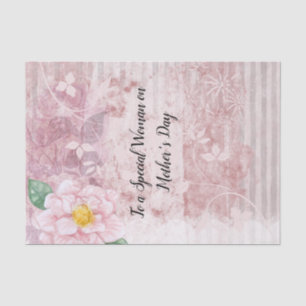 Mother's Day Distressed Vintage Pink Green Flowers Tissue Paper