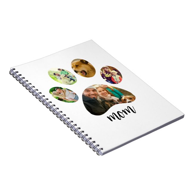 Mothers Day Dog mum | 5 Paw Print Photo Collage Notebook (Right Side)
