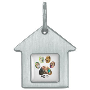 Mothers Day Dog mum   5 Paw Print Photo Collage Pet ID Tag