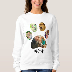 Mothers Day Dog mum 5 Paw Print Photo Collage Sweatshirt