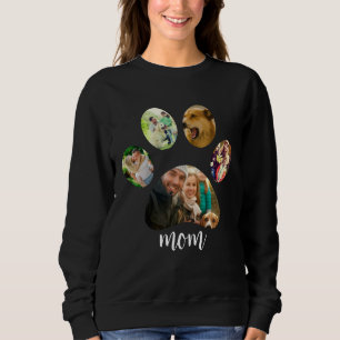 Mothers Day Dog mum 5 Paw Print Photo Collage Sweatshirt