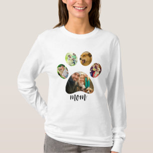 Mothers Day Dog mum 5 Paw Print Photo Collage T-Shirt