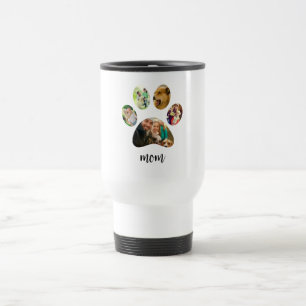 Mothers Day Dog mum   5 Paw Print Photo Collage Travel Mug