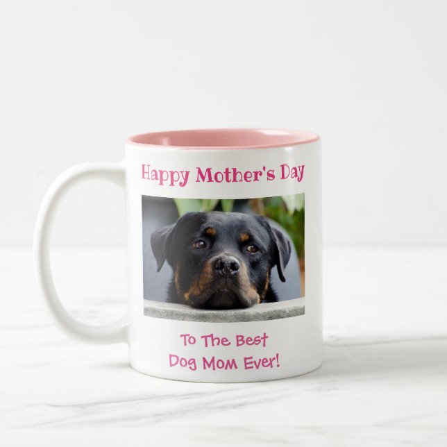 Mother's Day Dog Mum World's Best Ever Pet Photo Two-Tone Coffee Mug (Left)