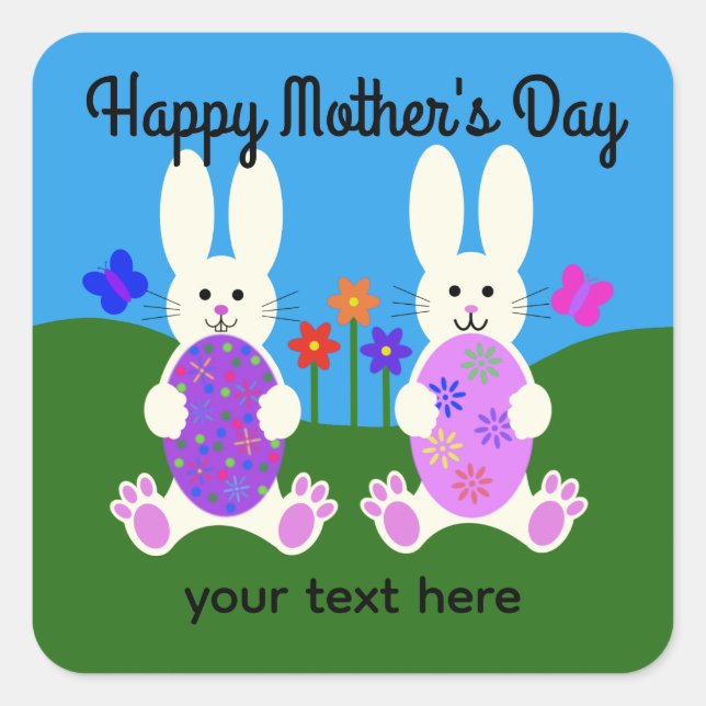 Mother's Day Easter Bunny #6 Stickers (Front)
