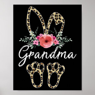 Mother's Day Easter For Grandma Leopard Bunny Flor Poster
