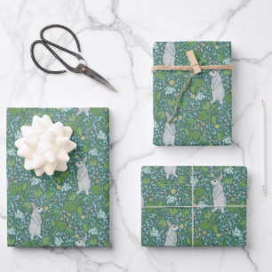 Mother's Day Easter White Bunny in Spring Garden Wrapping Paper Sheet
