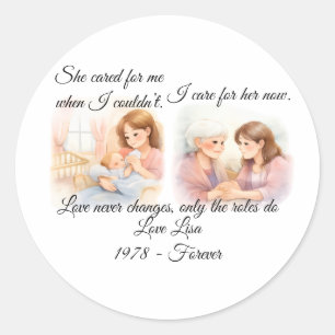 Mother's Day Elders Care Throw Pillow Classic Round Sticker