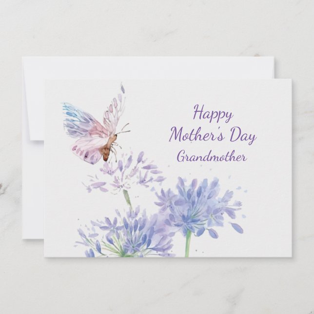 Mother's Day Elegant Garden Butterfy Grandmother Card (Front)