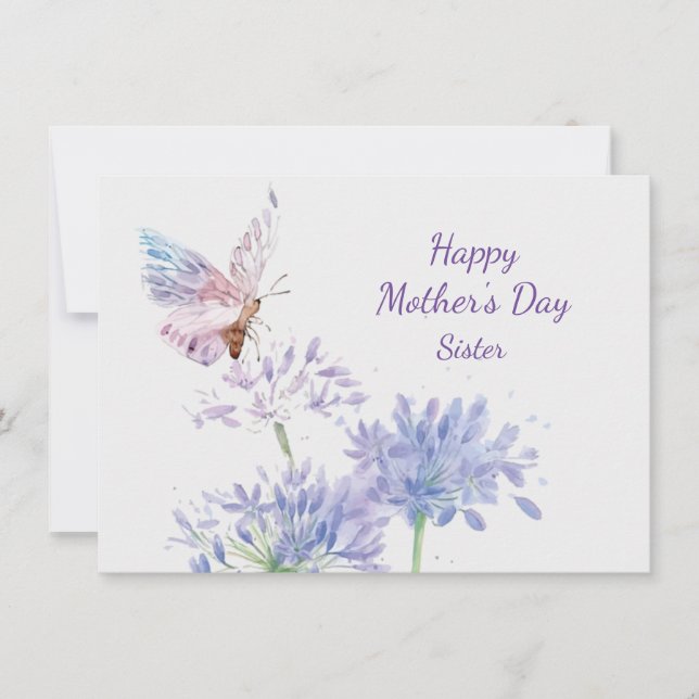 Mother's Day Elegant Garden Butterfy Sister Card (Front)