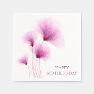 Mother's Day Elegant Glitter Pink Floral Napkin
