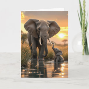 Mother's Day Elephant With Baby Card