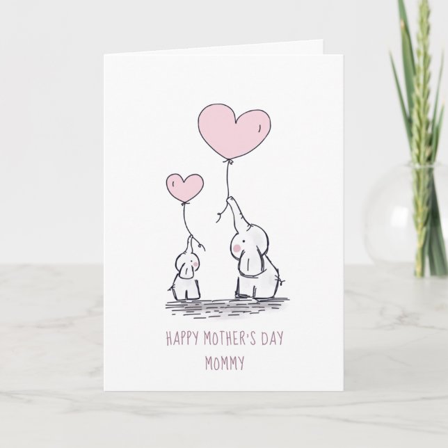 Mother's Day Elephants Mum And Baby Card (Front)