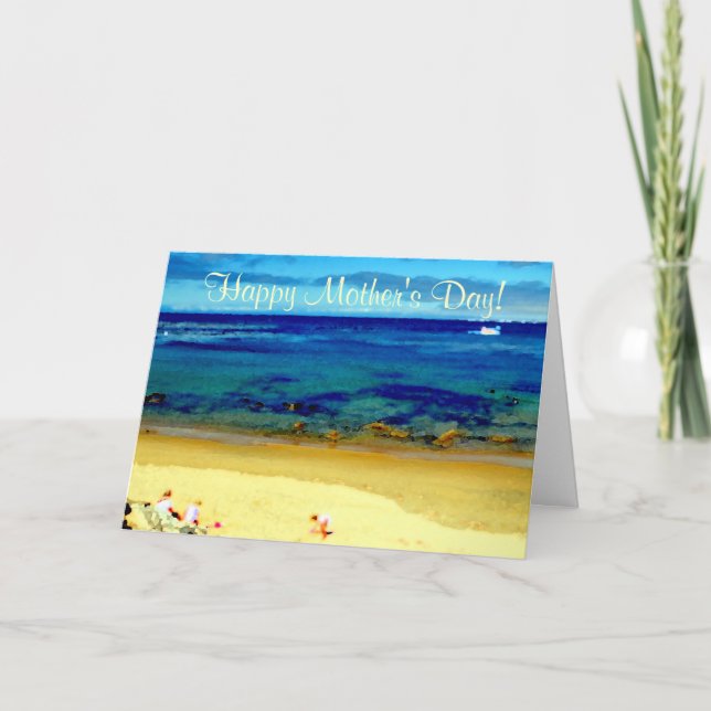 Mother's Day Family at Beach Card (Front)