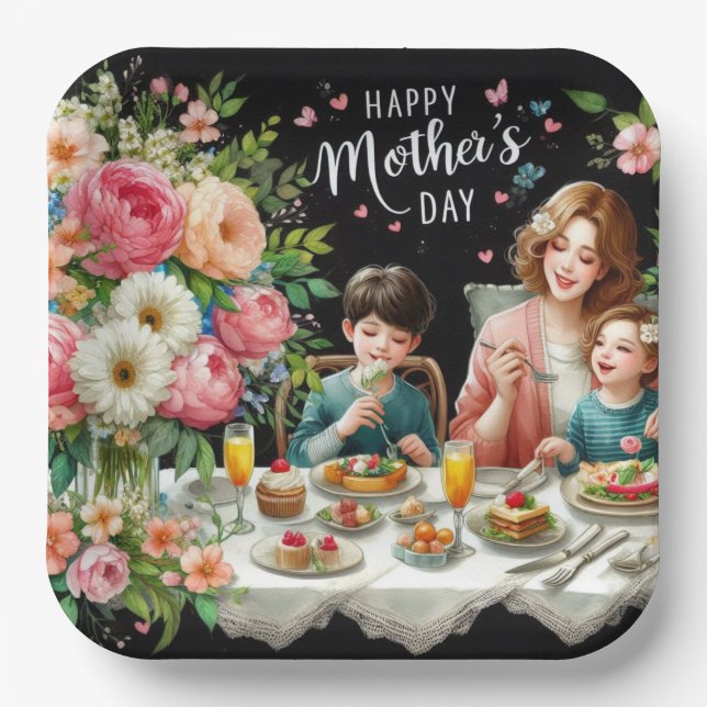 Mother's Day Family Brunch Paper Plate (Front)