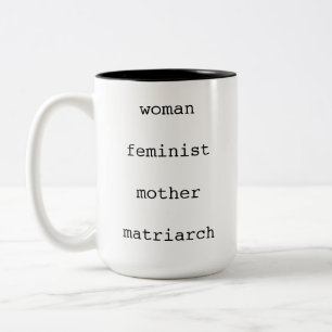 Mother's Day Feminist Black Typewriter Script Two-Tone Coffee Mug