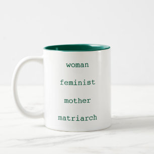 Mother's Day Feminist Dark Green Typewriter Script Two-Tone Coffee Mug