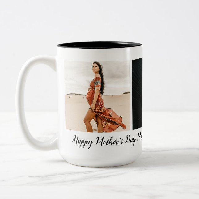 Mothers Day First Time Mum Baby Photo Two-Tone Coffee Mug (Left)