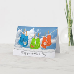 Mother's Day Flips-Flops on Clothesline Card