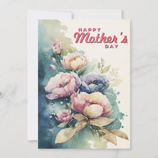 Mothers day Floral & botanical holiday card (Front)