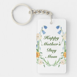 Mother's Day Floral Botanical Rustic Greenery  Key Ring