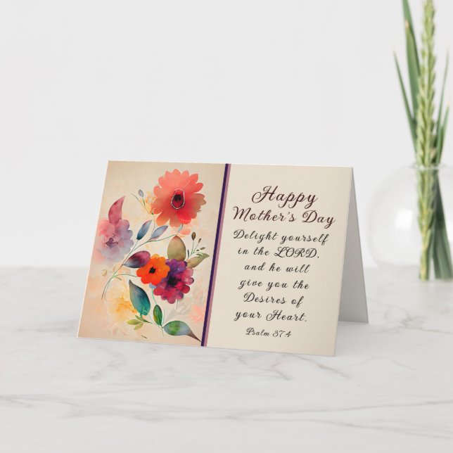 Mother's Day Floral Garden Bible Verse  Holiday Card (Front)
