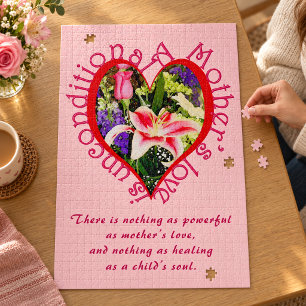 Mother's Day Floral Love Unconditional Poem Large Jigsaw Puzzle