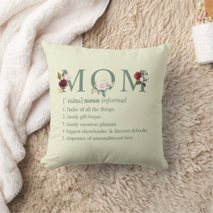 Mother's Day Floral Mum Definition Names Green Cushion