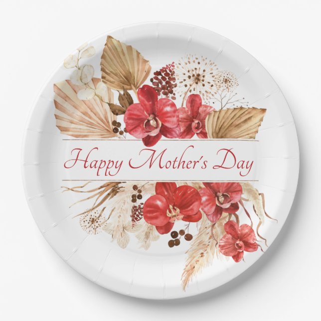 Mother's Day Floral Party  Paper Plate (Front)