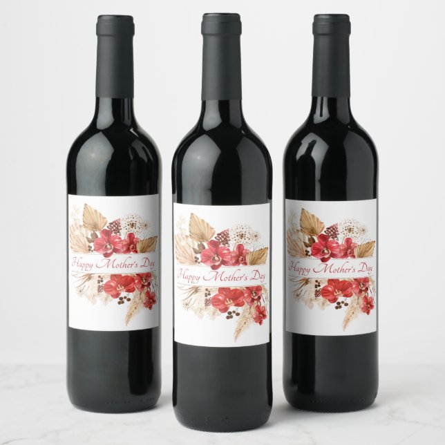 Mother's Day Floral Party  Paper Plate Wine Label (Bottles)