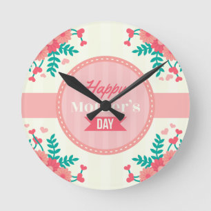 mothers day floral round clock