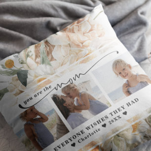 Mother's Day Floral Three Photo Collage Cushion