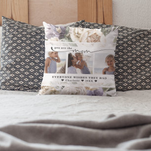 Mother's Day Floral Three Photo Collage Cushion