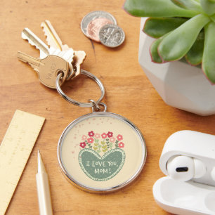 Mother's Day Flower and Love Key Ring