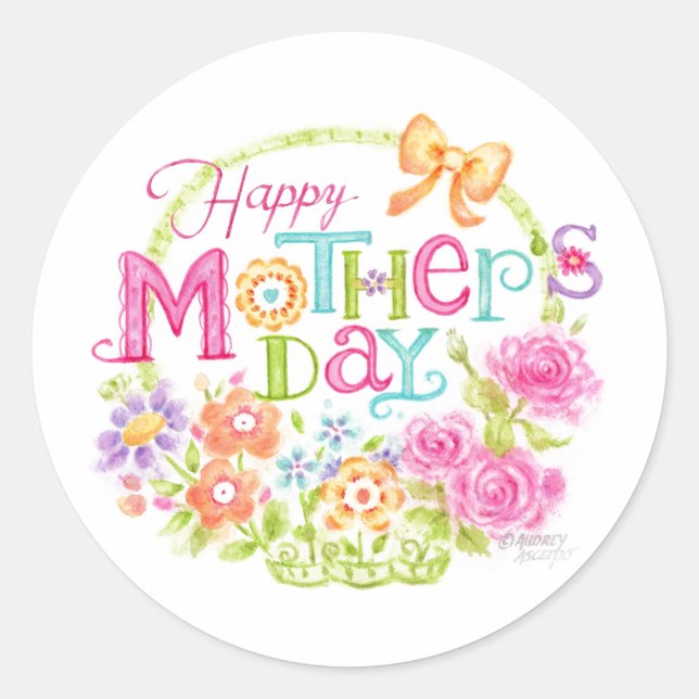 Mother's Day Flower Basket Stickers (Front)