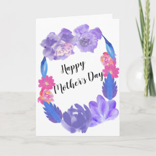 Mother's Day Flower Blue Floral Custom Design Card