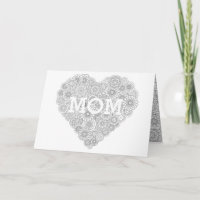 Mother's Day Flower Heart Card: Adult Colouring