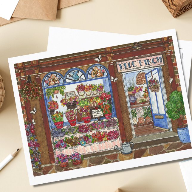Mother's Day Flower Shop Watercolor Postcard (Creator Uploaded)