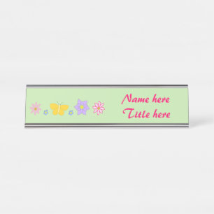 Mothers Day Flowers and Butterflies Custom Desk Name Plate